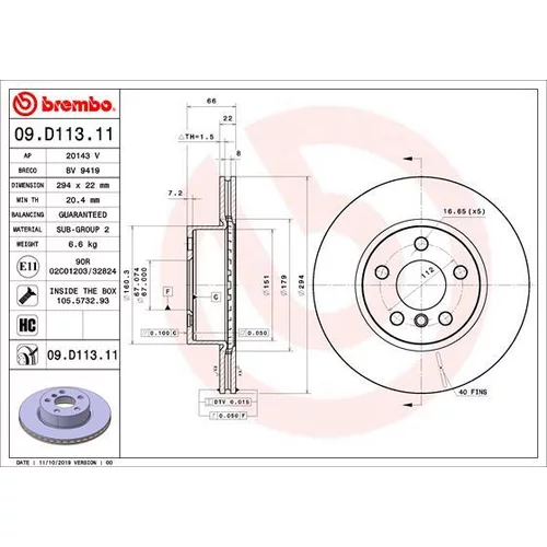 Brzdový kotúč BREMBO 09.D113.11