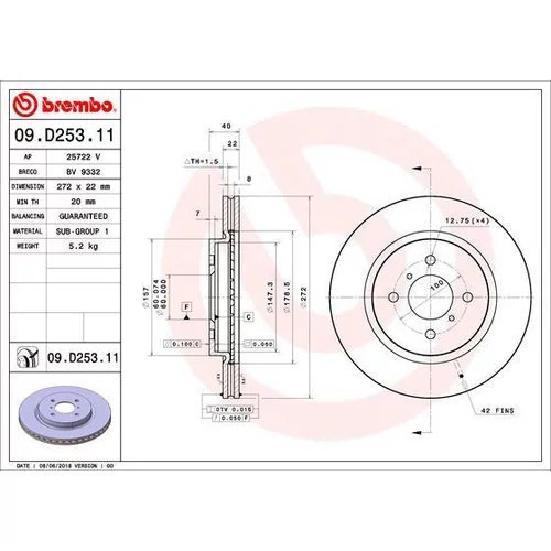 Brzdový kotúč BREMBO 09.D253.11