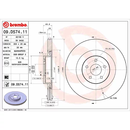 Brzdový kotúč BREMBO 09.D574.11