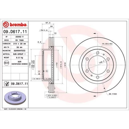 Brzdový kotúč BREMBO 09.D617.11