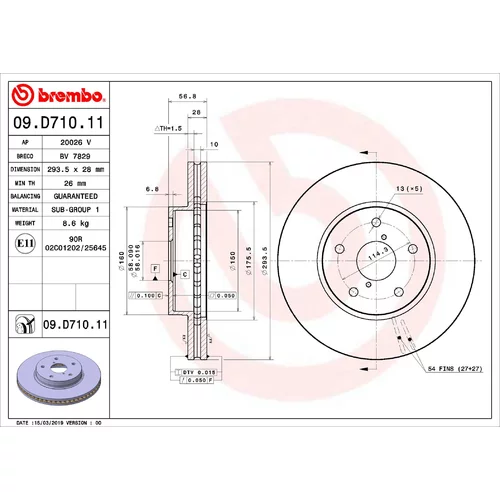 Brzdový kotúč 09.D710.11 /BREMBO/