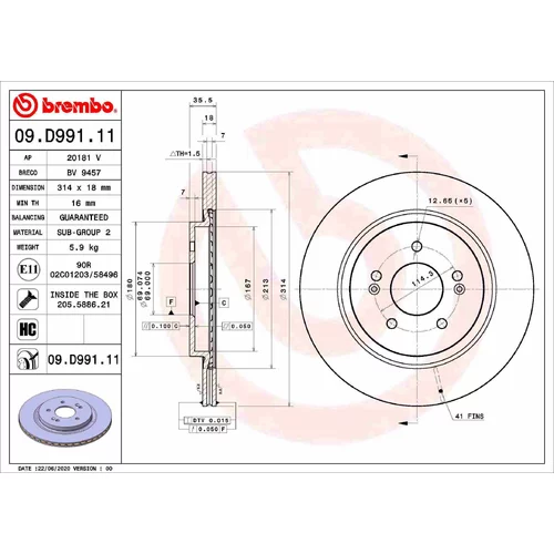 Brzdový kotúč BREMBO 09.D991.11