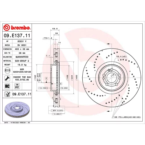 Brzdový kotúč BREMBO 09.E137.11