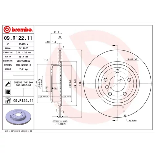 Brzdový kotúč BREMBO 09.R122.11