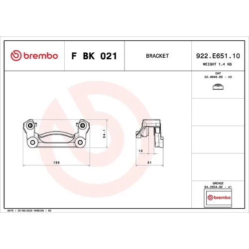 Sada držiakov brzd. strmeňov BREMBO F BK 021 - obr. 1