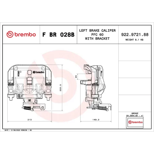 Brzdový strmeň BREMBO F BR 028B - obr. 1