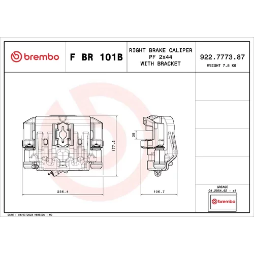 Brzdový strmeň BREMBO F BR 101B - obr. 1