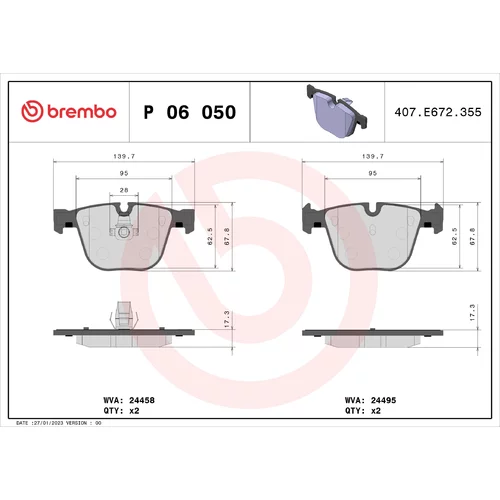 Sada brzdových platničiek kotúčovej brzdy BREMBO P 06 050