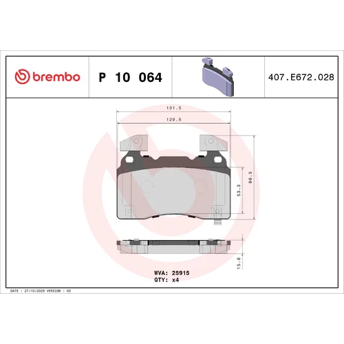 Sada brzdových platničiek kotúčovej brzdy BREMBO P 10 064