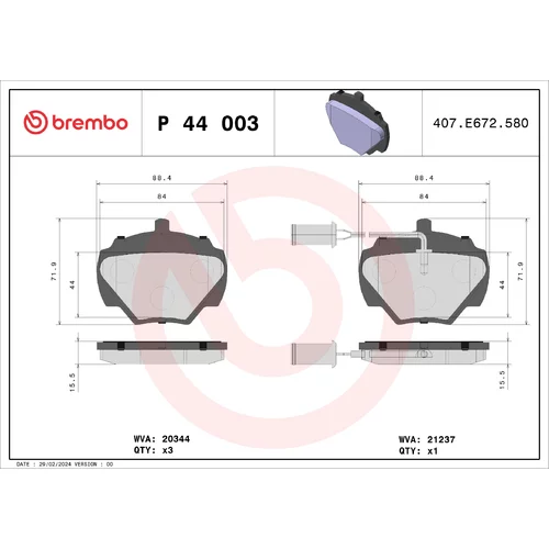 Sada brzdových platničiek kotúčovej brzdy P 44 003 /BREMBO/