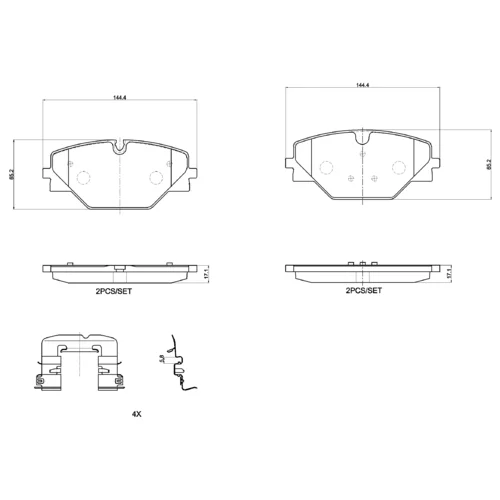 Sada brzdových platničiek kotúčovej brzdy BREMBO P 44 032