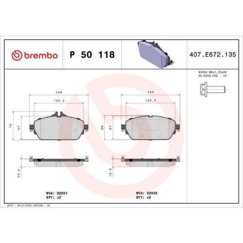 Sada brzdových platničiek kotúčovej brzdy BREMBO P 50 118