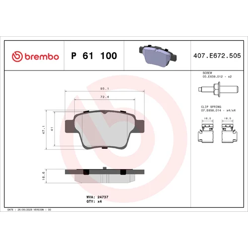 Sada brzdových platničiek kotúčovej brzdy BREMBO P 61 100