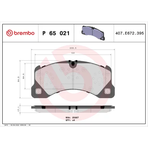 Sada brzdových platničiek kotúčovej brzdy BREMBO P 65 021