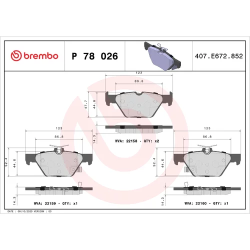 Sada brzdových platničiek kotúčovej brzdy BREMBO P 78 026