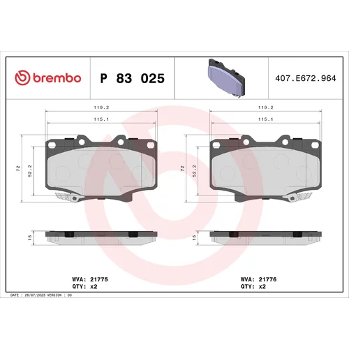 Sada brzdových platničiek kotúčovej brzdy BREMBO P 83 025