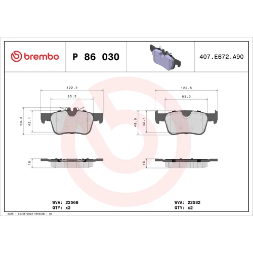 Sada brzdových platničiek kotúčovej brzdy P 86 030 /BREMBO/