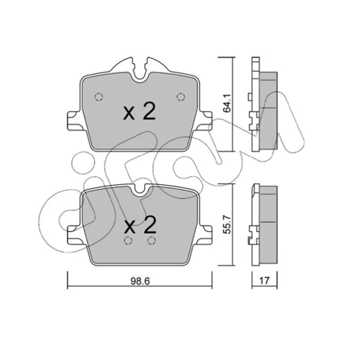 Sada brzdových platničiek kotúčovej brzdy CIFAM 822-1265-0 - obr. 1