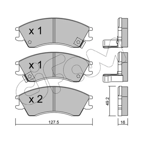 Sada brzdových platničiek kotúčovej brzdy CIFAM 822-160-0 - obr. 1