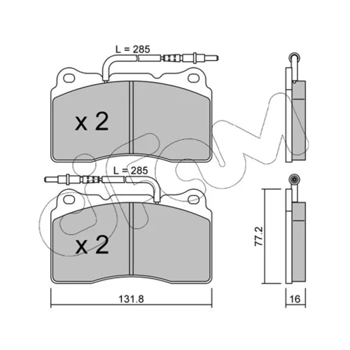 Sada brzdových platničiek kotúčovej brzdy CIFAM 822-288-2 - obr. 1