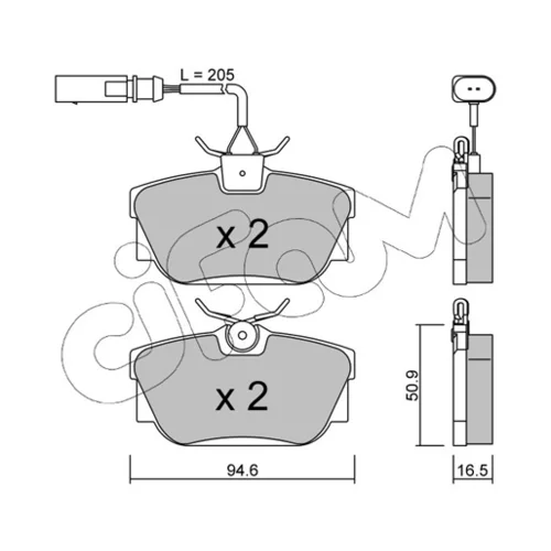 Sada brzdových platničiek kotúčovej brzdy CIFAM 822-346-2 - obr. 1