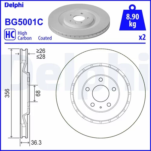 Brzdový kotúč DELPHI BG5001C