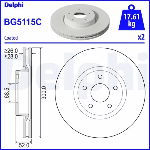 Brzdový kotúč DELPHI BG5115C