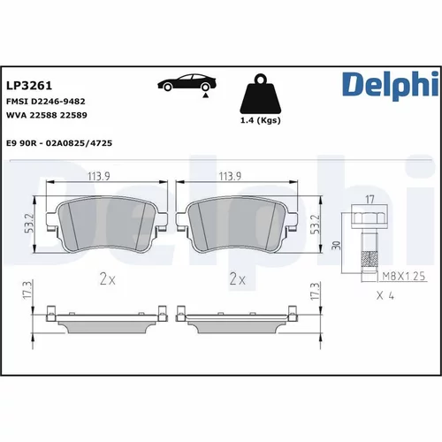 Sada brzdových platničiek kotúčovej brzdy DELPHI LP3261