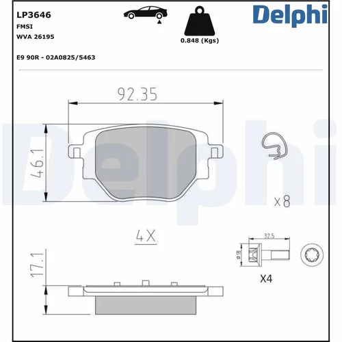 Sada brzdových platničiek kotúčovej brzdy DELPHI LP3646