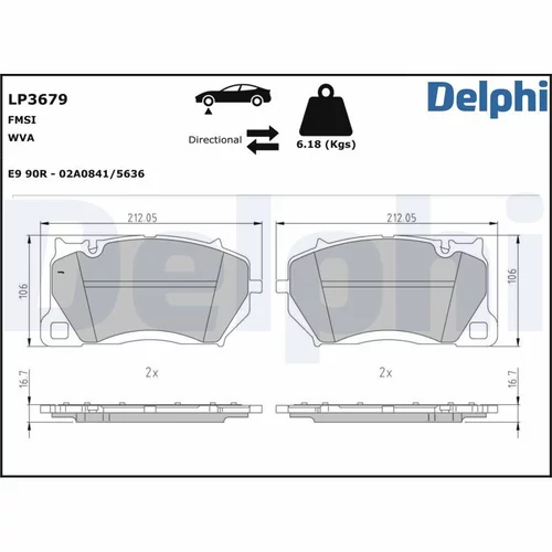 Sada brzdových platničiek kotúčovej brzdy DELPHI LP3679