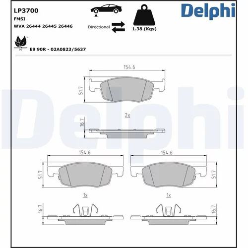 Sada brzdových platničiek kotúčovej brzdy DELPHI LP3700