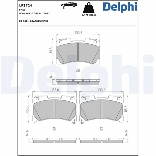 Sada brzdových platničiek kotúčovej brzdy DELPHI LP3724