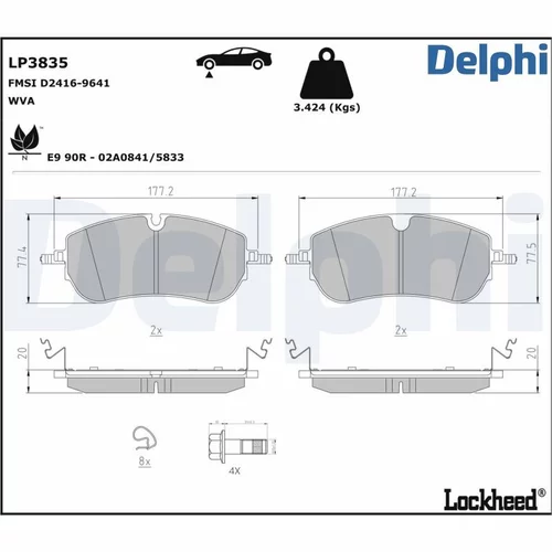 Sada brzdových platničiek kotúčovej brzdy DELPHI LP3835