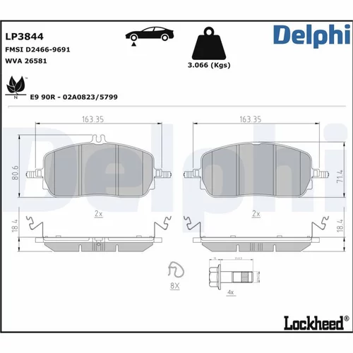 Sada brzdových platničiek kotúčovej brzdy DELPHI LP3844