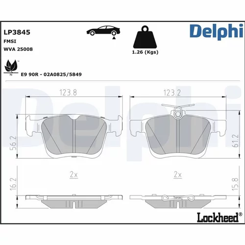 Sada brzdových platničiek kotúčovej brzdy DELPHI LP3845