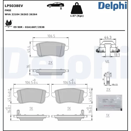 Sada brzdových platničiek kotúčovej brzdy LP5038EV /DELPHI/