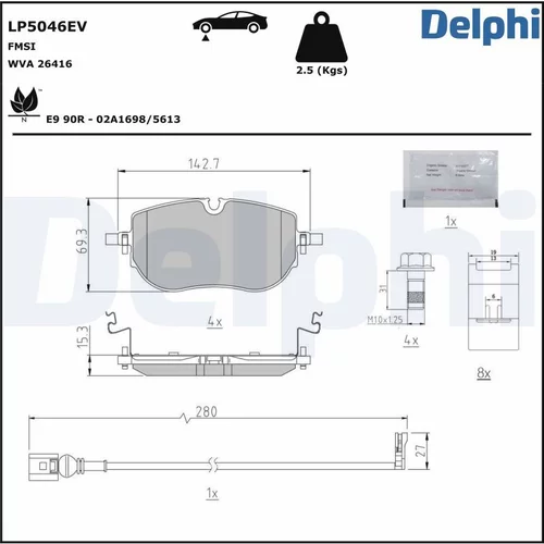 Sada brzdových platničiek kotúčovej brzdy DELPHI LP5046EV