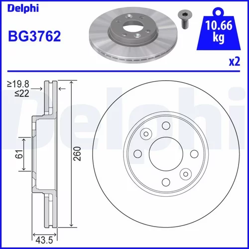 Brzdový kotúč DELPHI BG3762