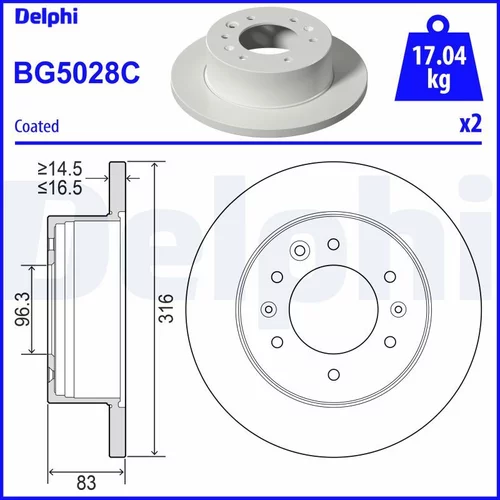 Brzdový kotúč DELPHI BG5028C