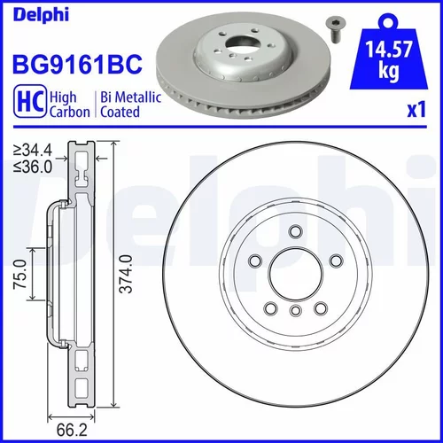 Brzdový kotúč DELPHI BG9161BC