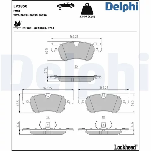 Sada brzdových platničiek kotúčovej brzdy DELPHI LP3850