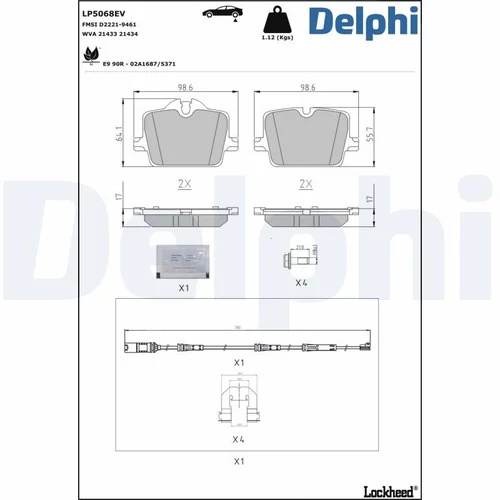 Sada brzdových platničiek kotúčovej brzdy DELPHI LP5068EV