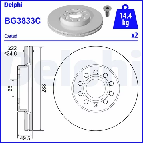 Brzdový kotúč DELPHI BG3833C