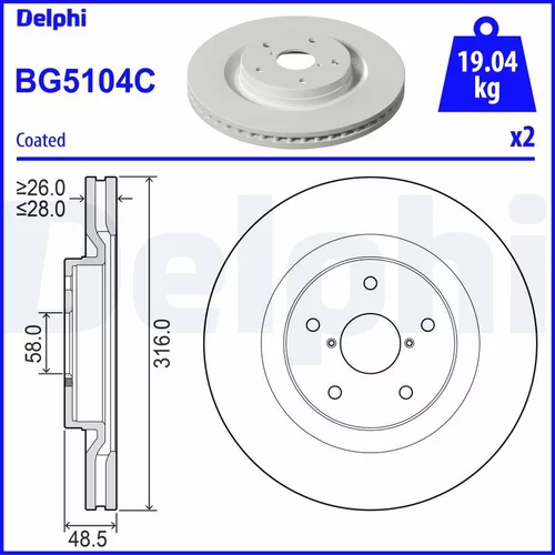 Brzdový kotúč DELPHI BG5104C