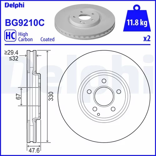 Brzdový kotúč DELPHI BG9210C