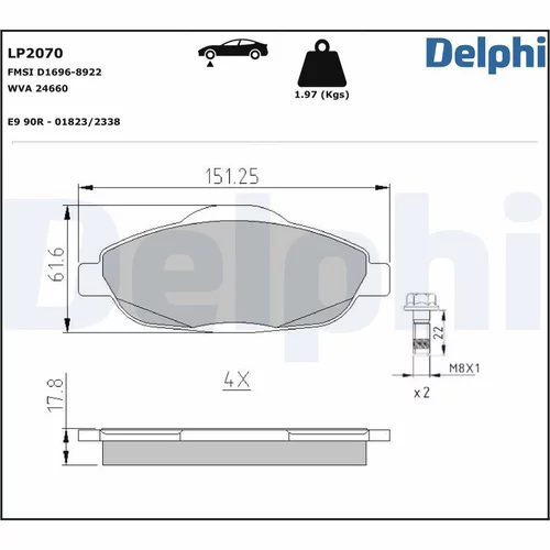 Sada brzdových platničiek kotúčovej brzdy DELPHI LP2070