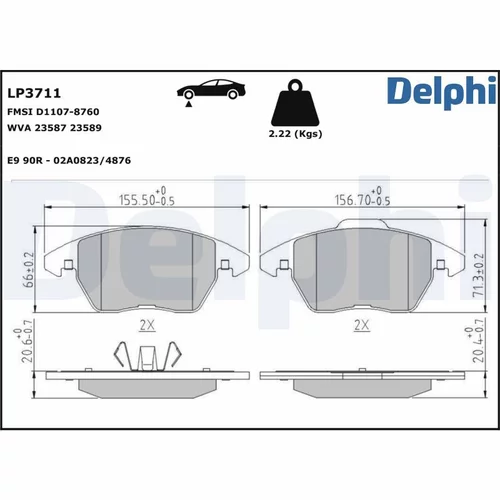 Sada brzdových platničiek kotúčovej brzdy DELPHI LP3711