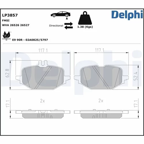 Sada brzdových platničiek kotúčovej brzdy DELPHI LP3857