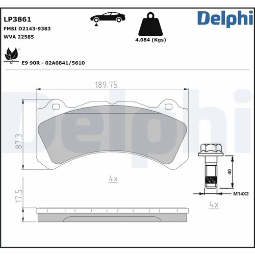 Sada brzdových platničiek kotúčovej brzdy DELPHI LP3861