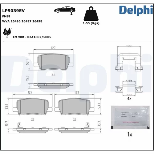 Sada brzdových platničiek kotúčovej brzdy DELPHI LP5039EV